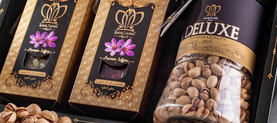 آجیل های مفید برای تقویت حافظه - پسته لوکس- پک هدیه پسته و زعفران برای شب یلدا - ایده هدیه با زعفران و پسته برای مناسبتهای مختلف