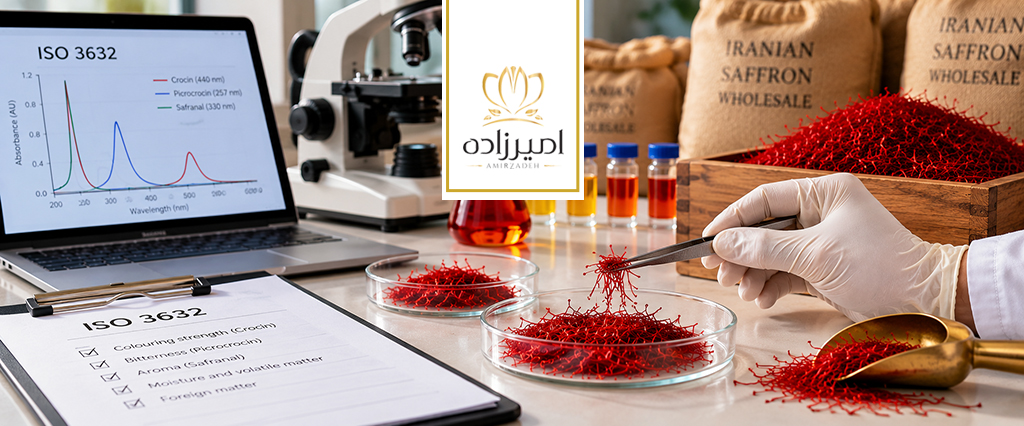 راهنمای خرید عمده زعفران؛ از بررسی استاندارد ISO 3632 تا انتخاب تأمین‌کننده